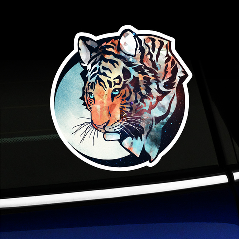Watercolor Tiger - Full-color Vinyl Sticker Product Page