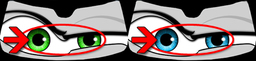 This is an image showing the area of the Eyeshade graphic changed using your choice of eye color.