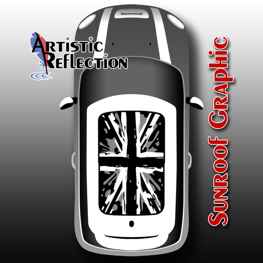 Black Jack Splat Nonwaving Sunroof Graphic for MINI Cooper Installed Example