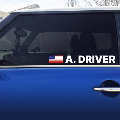 Custom Driver Name with Flag - Set of 2 Decals Product Page