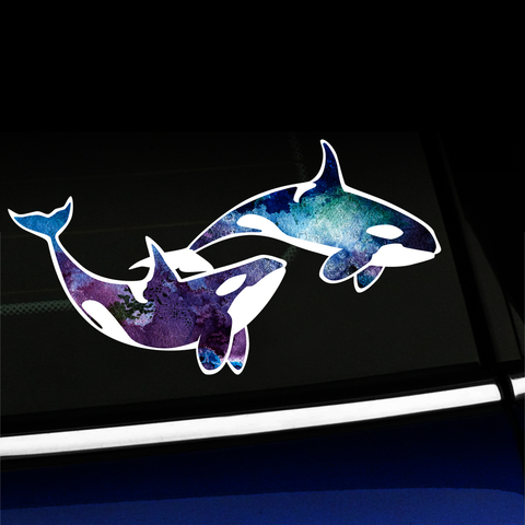 Watercolor Orcas - Killer Whales Sticker - Full-color Vinyl Sticker Product Page