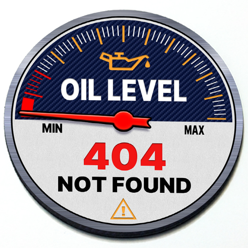 A 3D rendition of Artistic Reflection's Oil Level 404 Not Found grill badge.