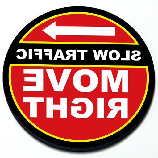 Slow Traffic Move Right Grill Badge 3D Slow Traffic Move Right Grill Badge 3D