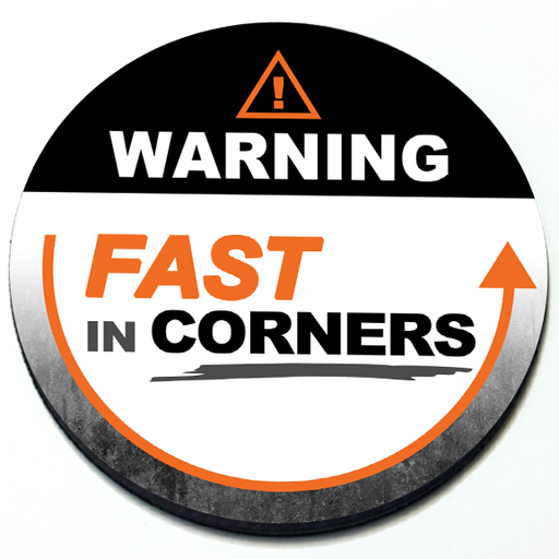 Warning Fast in Corners Magnetic Grill Badge in 3D