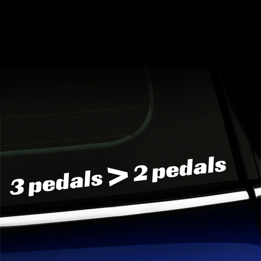 3 pedals are greater than 2 pedals - Vinyl Decal Product Page