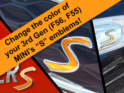 S Decal Replacements for 2014-2021 only MINI Cooper S 3rd Gen F54 F55 F56 F57 Scuttle, Grill, and Rear Emblem Product Page