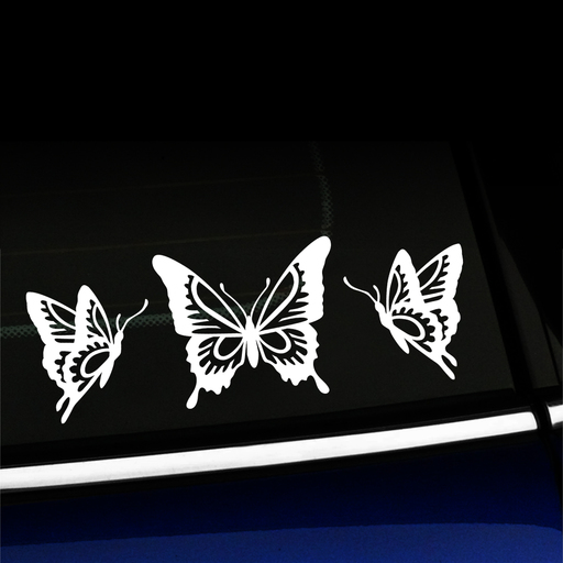 Butterfly decal on a car window