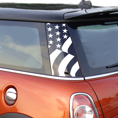 REAR 2nd Gen MINI US Flag C Pillar Installed on a MINI