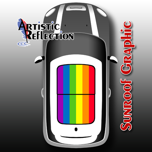Rainbow Flag Sunroof Graphic for MINI Cooper Product Page