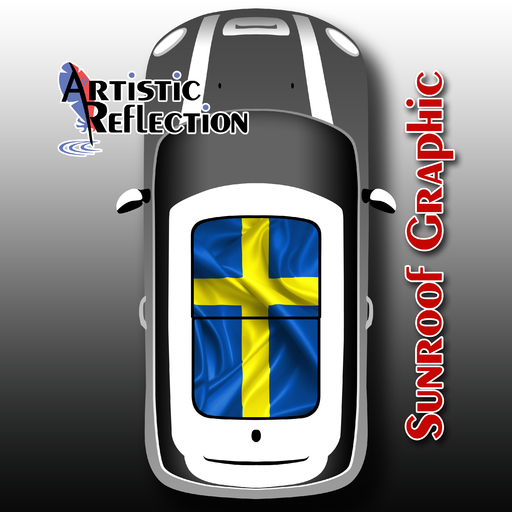 Sweden Flag sunroof graphic on a MINI Cooper