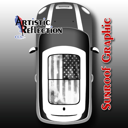 Black and White Distressed US Flag Nonwaving Sunroof Graphic