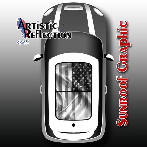 US Flag - Distressed Black and White - Sunroof Graphic for MINI Cooper Product Page