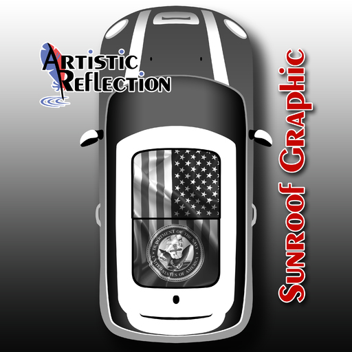 Navy & US Flag in Black and White - Sunroof Graphic for MINI Cooper Product Page