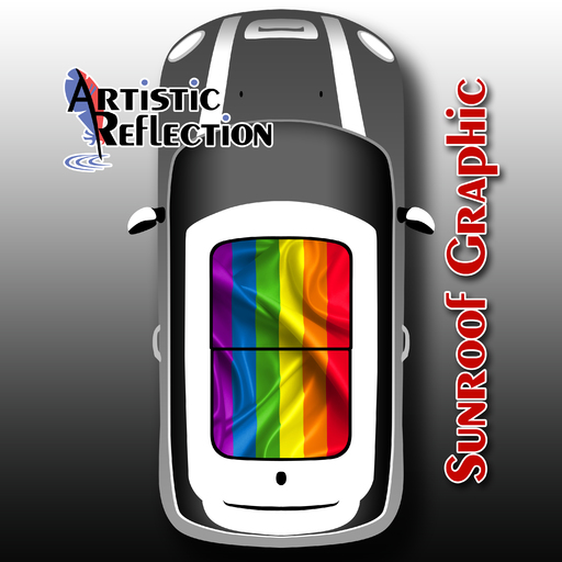 Rainbow Flag Waving Sunroof Graphic for MINI Cooper Product Page