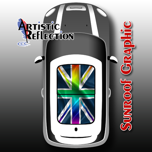 Rainbow Jack Flag Waving Sunroof Graphic for MINI Cooper