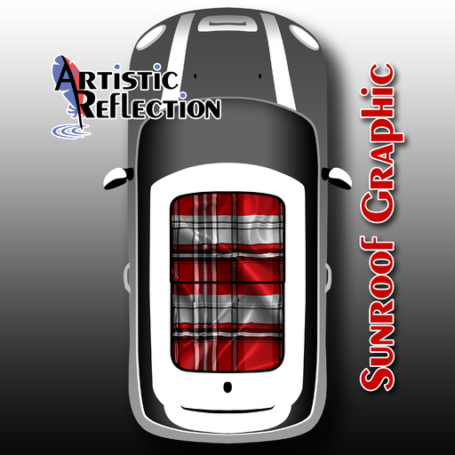 Red Tartan Waving Sunroof Graphic for MINI Cooper Product Page