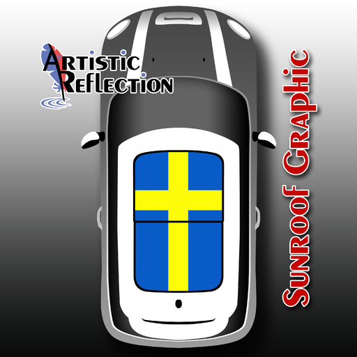 Swedish Flag Nonwaving Sunroof Graphic for MINI Cooper Product Page