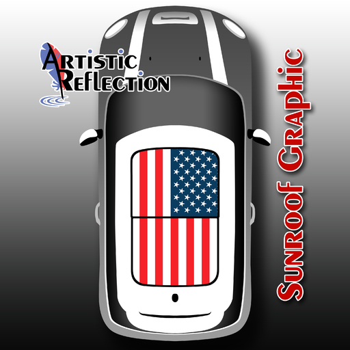 US Flag Nonwaving Sunroof Graphic for MINI Cooper Product Page