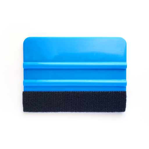 Blue squeegee with felt edge for applying stickers, decals, and other vinyl graphics Product Page