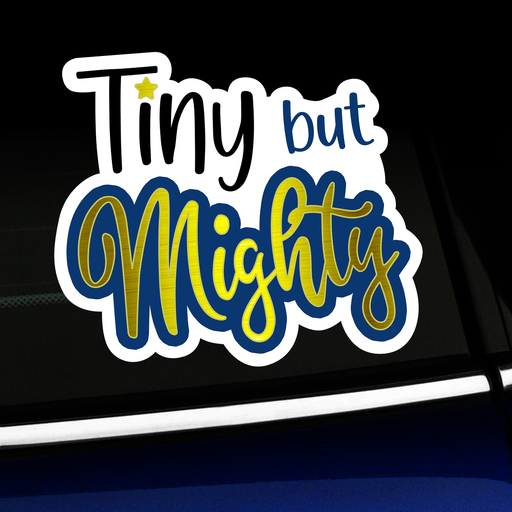 Tiny but Mighty Sticker installed on a window
