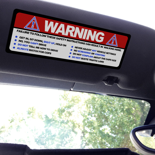 Visor sticker for MINI Cooper with Funny Warning Instructions