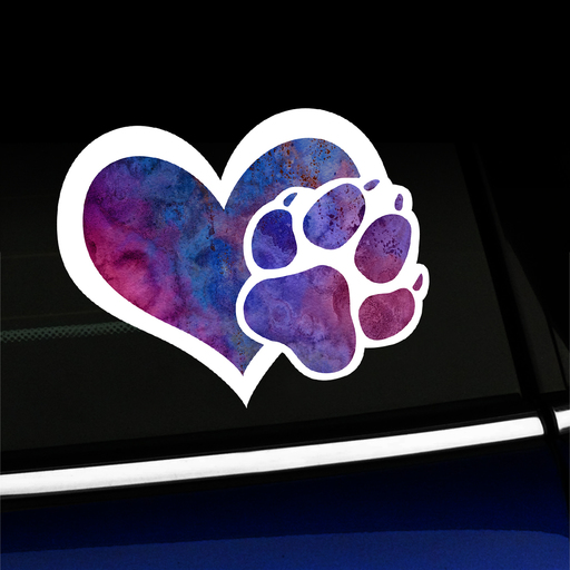 Watercolor Heart with Paw Print - Puppy Love Sticker - Full-color Vinyl Sticker Product Page