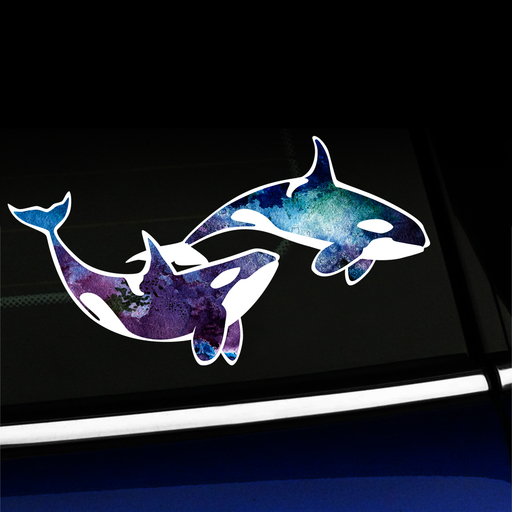 Watercolor Orcas - Killer Whales Sticker - Full-color Vinyl Sticker